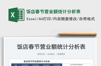 2022飯店春節(jié)營業(yè)額統(tǒng)計分析表免費(fèi)下載