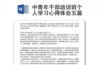 中青年干部培訓班個人學習心得體會五篇