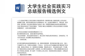 大學(xué)生社會實(shí)踐實(shí)習(xí)總結(jié)報告精選例文