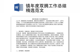 鎮(zhèn)年度雙擁工作總結(jié)精選范文