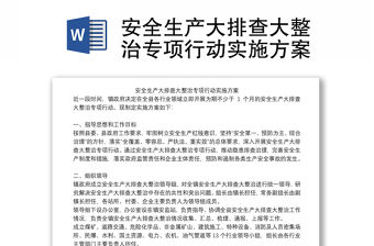 安全生產大排查大整治專項行動實施方案