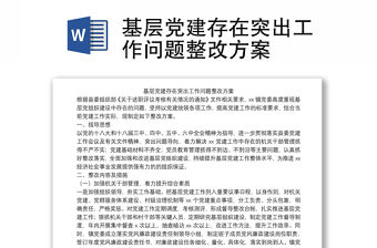 基層黨建存在突出工作問題整改方案