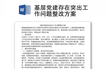 2022党支部书记抓党建工作问题整改方案