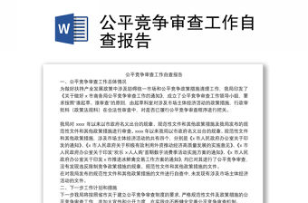 公平競爭審查工作自查報告