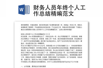 財務人員年終個人工作總結精編范文
