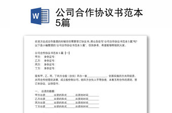 公司合作協議書范本5篇