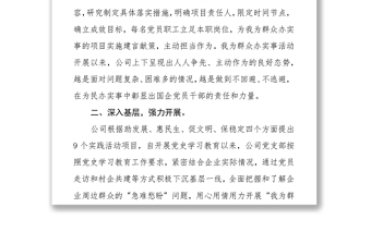 某國企公司“我為群眾辦實(shí)事”工作總結(jié)