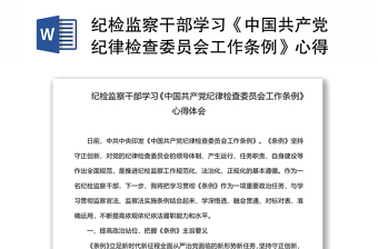 2022中国共产大纪律检查委员会工作条例讲稿