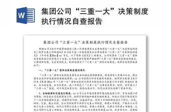 集團公司“三重一大”決策制度執(zhí)行情況自查報告