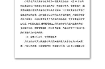 xx公司總支部委員會黨史學習教育工作情況總結匯報