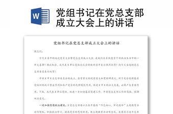黨組書記在黨總支部成立大會上的講話