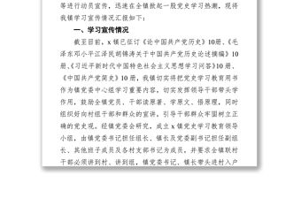 x鎮(zhèn)關(guān)于開(kāi)展黨史學(xué)習(xí)教育階段工作情況報(bào)告
