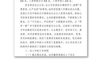 公司黨支部委員會(huì)換屆工作報(bào)告