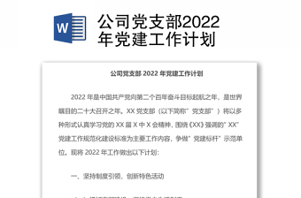 2022年党支部党建计划
