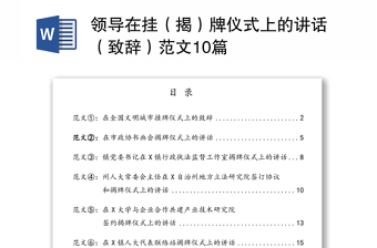 領(lǐng)導在掛（揭）牌儀式上的講話（致辭）范文10篇
