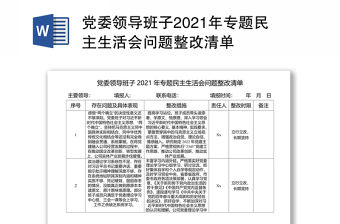 黨委領導班子2021年專題民主生活會問題整改清單