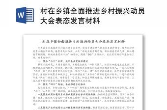 村在鄉鎮全面推進鄉村振興動員大會表態發言材料