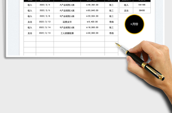 2022收支金額日常記賬表免費下載