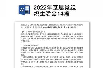 2022年基层党组织检视问题清单