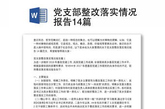 黨支部整改落實(shí)情況報(bào)告14篇