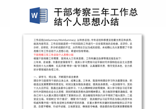 干部考察三年工作總結(jié)個(gè)人思想小結(jié)