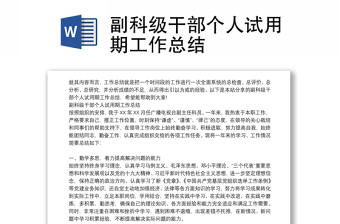 副科級干部個人試用期工作總結(jié)