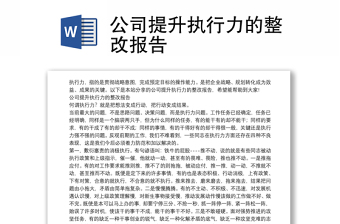 公司提升執(zhí)行力的整改報(bào)告