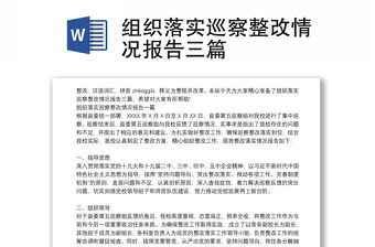組織落實巡察整改情況報告三篇