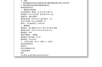 事故報告格式范文