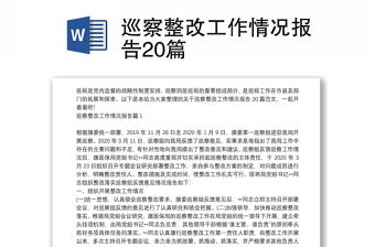 巡察整改工作情況報(bào)告20篇