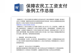 保障農民工工資支付條例工作總結