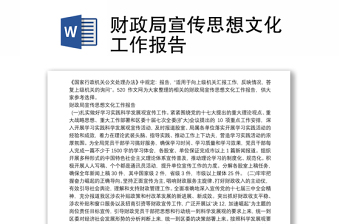 財政局宣傳思想文化工作報告