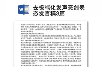 去極端化發聲亮劍表態發言稿3篇