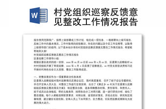 村黨組織巡察反饋意見整改工作情況報告