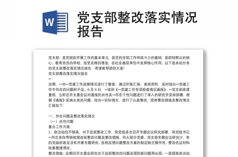 黨支部整改落實(shí)情況報(bào)告
