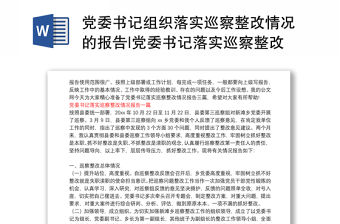 黨委書記組織落實巡察整改情況的報告|黨委書記落實巡察整改情況報告三篇