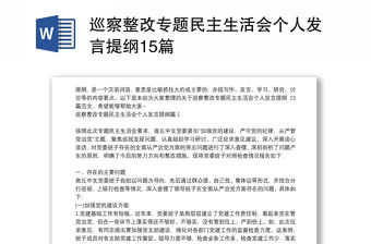 巡察整改專題民主生活會個人發言提綱15篇