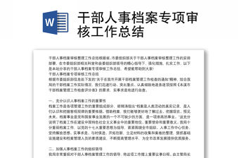 干部人事檔案專項審核工作總結