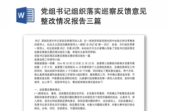 黨組書記組織落實(shí)巡察反饋意見整改情況報(bào)告三篇 黨組書記組織落實(shí)巡察反饋意見整改情況報(bào)告三篇