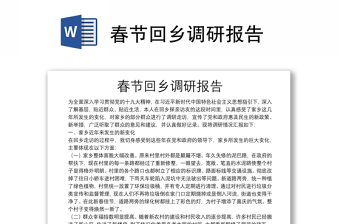 春節(jié)回鄉(xiāng)調(diào)研報(bào)告