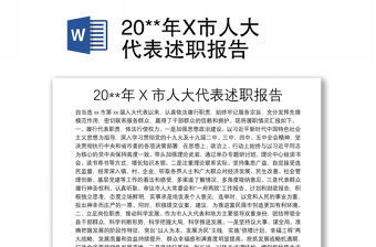 20**年X市人大代表述職報告