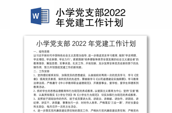小学党支部党建工作计划2022年