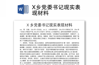 X鄉(xiāng)黨委書記現(xiàn)實表現(xiàn)材料