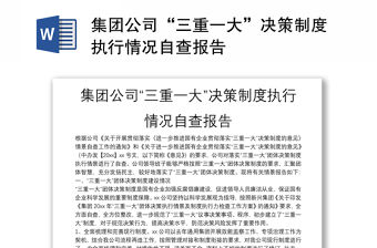 集團(tuán)公司“三重一大”決策制度執(zhí)行情況自查報告