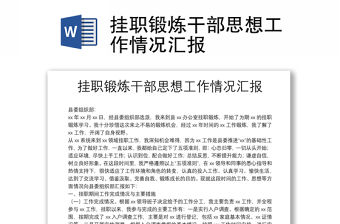 掛職鍛煉干部思想工作情況匯報