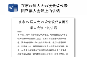 在市xx屆人大xx次會議代表團召集人會議上的講話