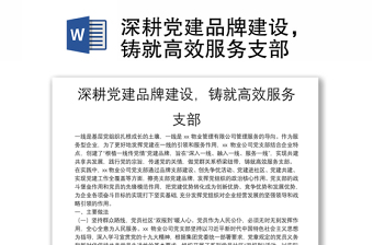 深耕黨建品牌建設(shè)，鑄就高效服務(wù)支部