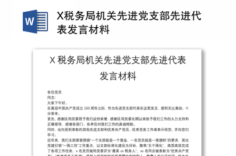 X稅務(wù)局機(jī)關(guān)先進(jìn)黨支部先進(jìn)代表發(fā)言材料