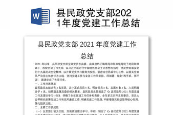縣民政黨支部2021年度黨建工作總結(jié)