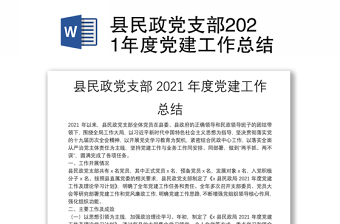 縣民政黨支部2021年度黨建工作總結(jié)